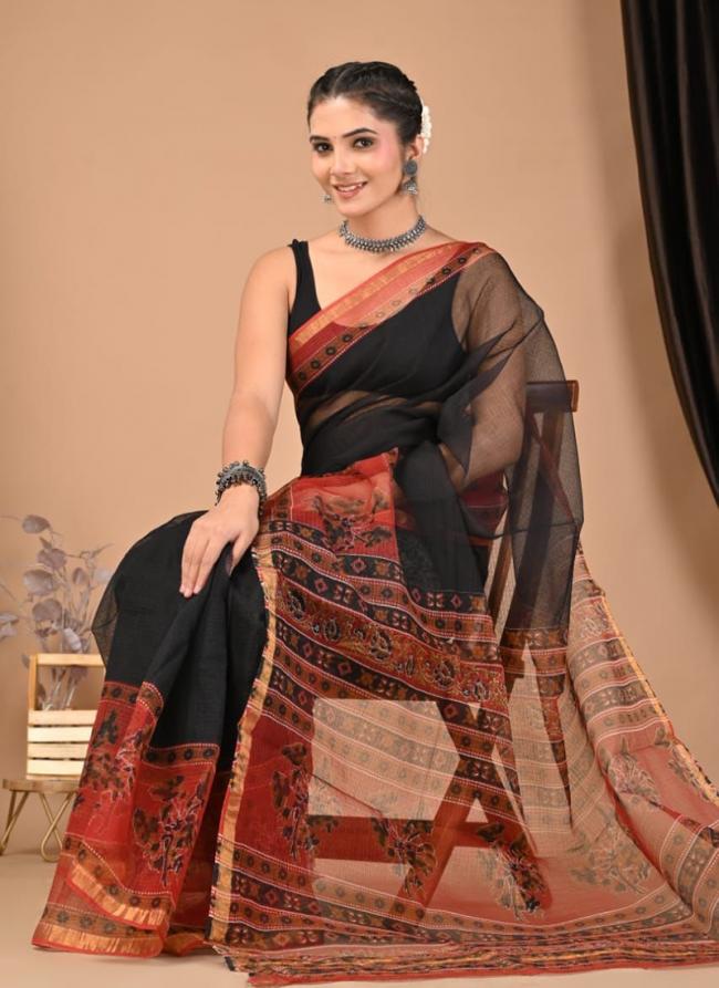 Cotton Black  Digital Printed Saree